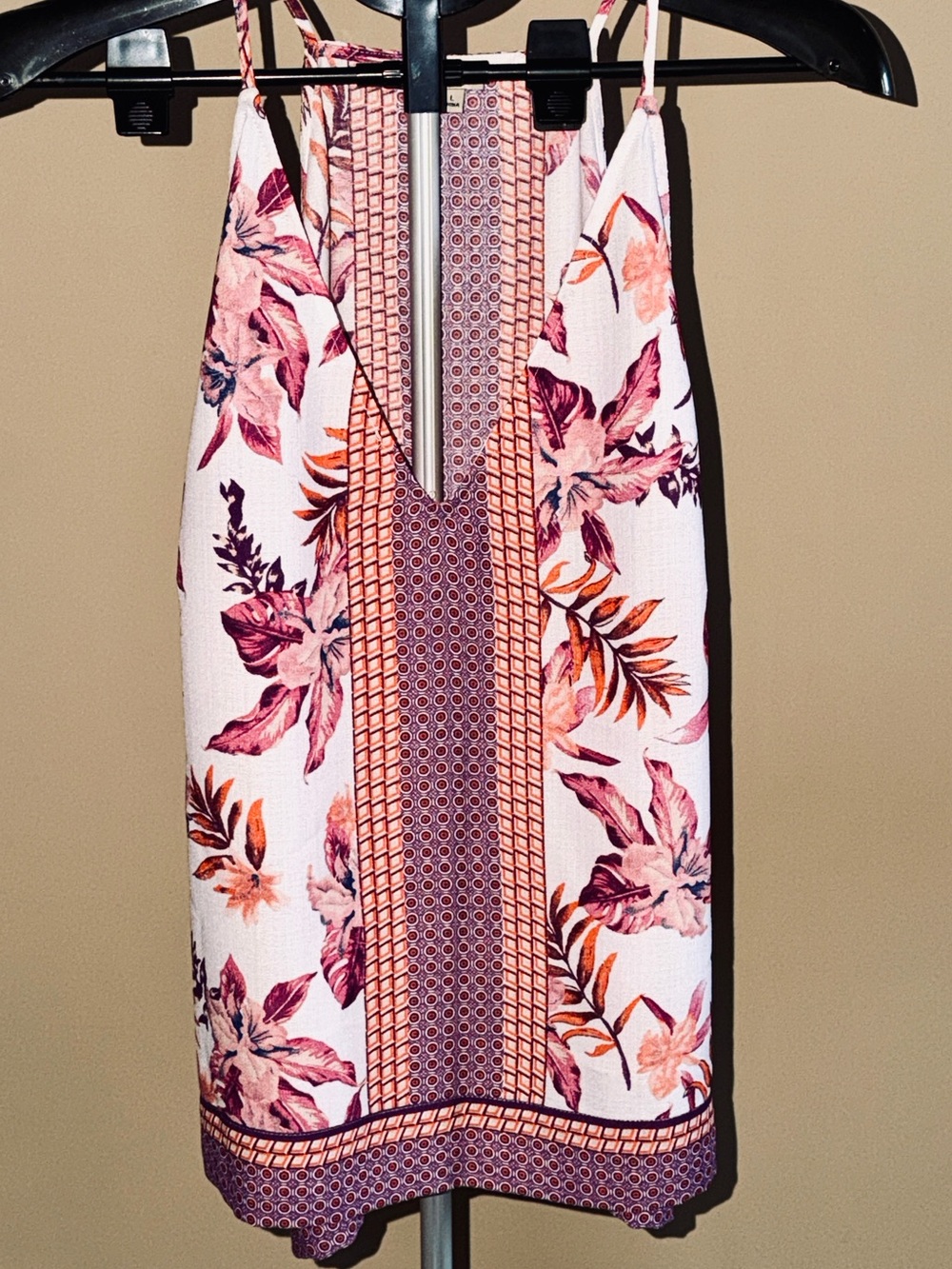 Daniel Cremieux Pink Floral Print Camisole with Purple and Orange Accents